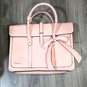 Mosiso Elegant Pink Satchel with Bow Detail. Lsptop Bag. New Without Tag Cond.